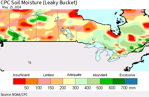 Canada CPC Soil Moisture (Leaky Bucket) Thematic Map For 5/21/2024 - 5/25/2024