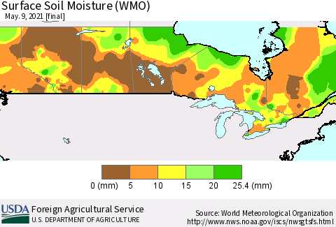 Canada Surface Soil Moisture (WMO) Thematic Map For 5/3/2021 - 5/9/2021