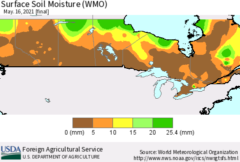Canada Surface Soil Moisture (WMO) Thematic Map For 5/10/2021 - 5/16/2021
