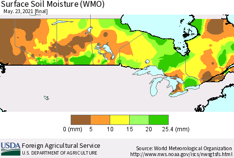 Canada Surface Soil Moisture (WMO) Thematic Map For 5/17/2021 - 5/23/2021