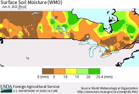 Canada Surface Soil Moisture (WMO) Thematic Map For 5/31/2021 - 6/6/2021