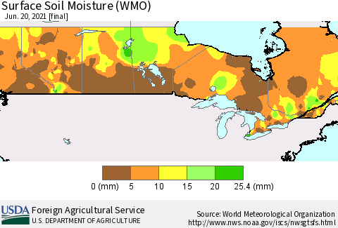 Canada Surface Soil Moisture (WMO) Thematic Map For 6/14/2021 - 6/20/2021
