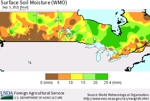 Canada Surface Soil Moisture (WMO) Thematic Map For 8/30/2021 - 9/5/2021