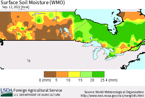 Canada Surface Soil Moisture (WMO) Thematic Map For 9/6/2021 - 9/12/2021