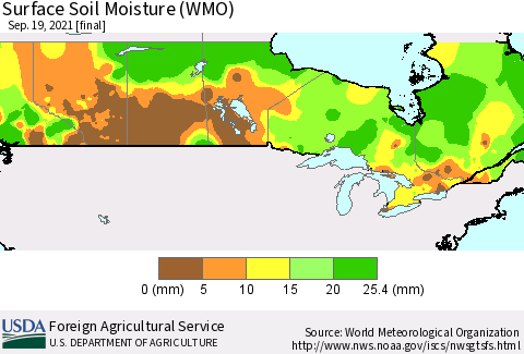 Canada Surface Soil Moisture (WMO) Thematic Map For 9/13/2021 - 9/19/2021