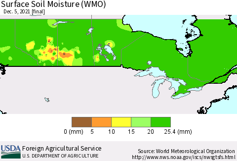 Canada Surface Soil Moisture (WMO) Thematic Map For 11/29/2021 - 12/5/2021