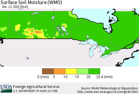 Canada Surface Soil Moisture (WMO) Thematic Map For 12/6/2021 - 12/12/2021