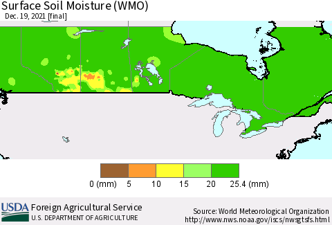 Canada Surface Soil Moisture (WMO) Thematic Map For 12/13/2021 - 12/19/2021