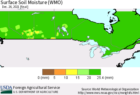 Canada Surface Soil Moisture (WMO) Thematic Map For 12/20/2021 - 12/26/2021