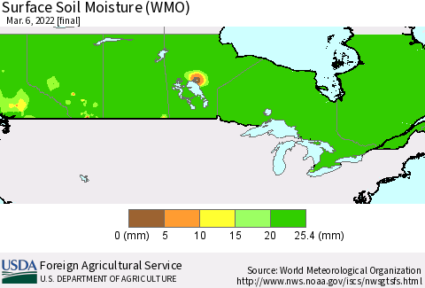 Canada Surface Soil Moisture (WMO) Thematic Map For 2/28/2022 - 3/6/2022