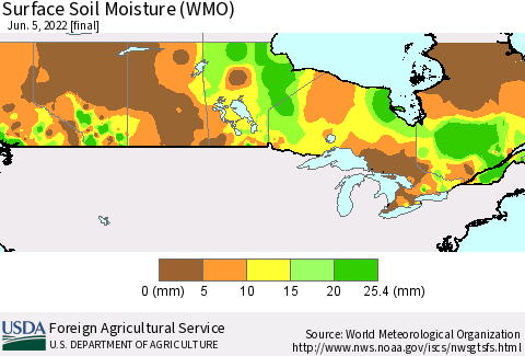 Canada Surface Soil Moisture (WMO) Thematic Map For 5/30/2022 - 6/5/2022