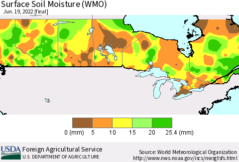 Canada Surface Soil Moisture (WMO) Thematic Map For 6/13/2022 - 6/19/2022