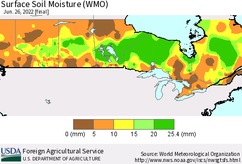 Canada Surface Soil Moisture (WMO) Thematic Map For 6/20/2022 - 6/26/2022
