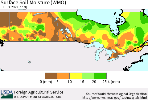 Canada Surface Soil Moisture (WMO) Thematic Map For 6/27/2022 - 7/3/2022