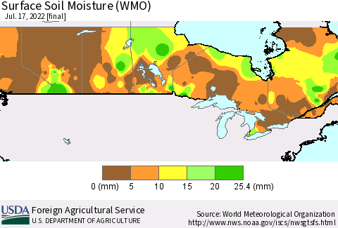 Canada Surface Soil Moisture (WMO) Thematic Map For 7/11/2022 - 7/17/2022
