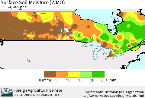 Canada Surface Soil Moisture (WMO) Thematic Map For 7/18/2022 - 7/24/2022