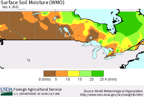 Canada Surface Soil Moisture (WMO) Thematic Map For 8/29/2022 - 9/4/2022