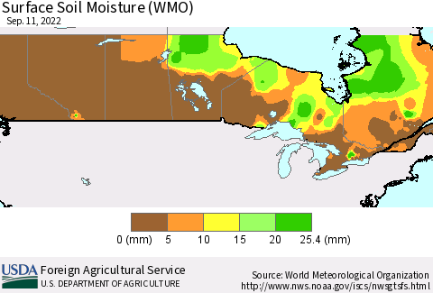 Canada Surface Soil Moisture (WMO) Thematic Map For 9/5/2022 - 9/11/2022