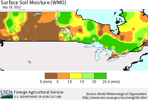 Canada Surface Soil Moisture (WMO) Thematic Map For 9/12/2022 - 9/18/2022