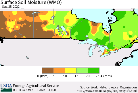 Canada Surface Soil Moisture (WMO) Thematic Map For 9/19/2022 - 9/25/2022