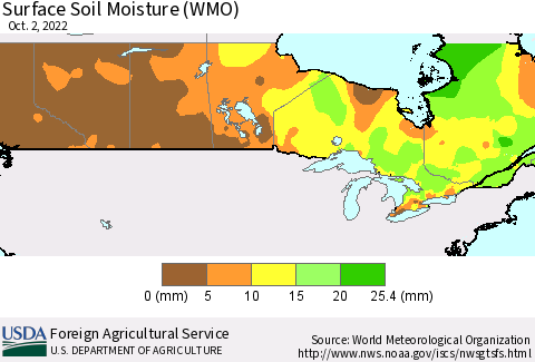 Canada Surface Soil Moisture (WMO) Thematic Map For 9/26/2022 - 10/2/2022