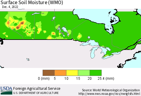 Canada Surface Soil Moisture (WMO) Thematic Map For 11/28/2022 - 12/4/2022