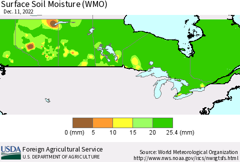 Canada Surface Soil Moisture (WMO) Thematic Map For 12/5/2022 - 12/11/2022