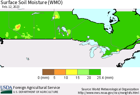 Canada Surface Soil Moisture (WMO) Thematic Map For 2/6/2023 - 2/12/2023