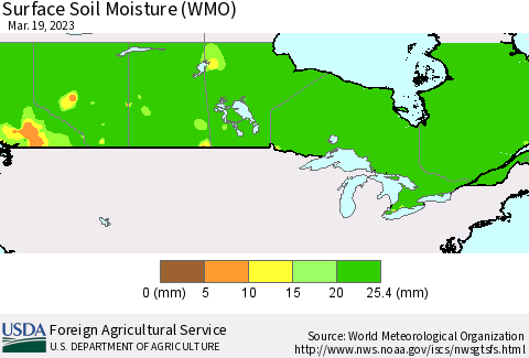 Canada Surface Soil Moisture (WMO) Thematic Map For 3/13/2023 - 3/19/2023