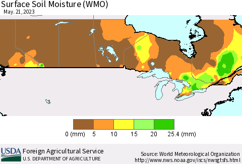 Canada Surface Soil Moisture (WMO) Thematic Map For 5/15/2023 - 5/21/2023