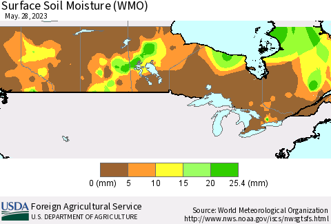 Canada Surface Soil Moisture (WMO) Thematic Map For 5/22/2023 - 5/28/2023