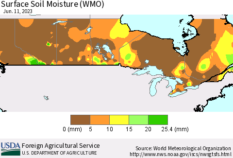 Canada Surface Soil Moisture (WMO) Thematic Map For 6/5/2023 - 6/11/2023