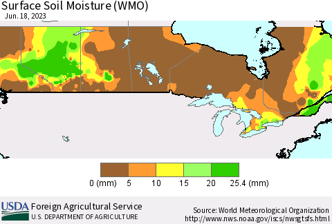 Canada Surface Soil Moisture (WMO) Thematic Map For 6/12/2023 - 6/18/2023
