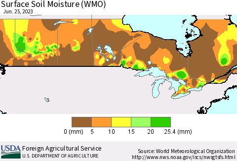 Canada Surface Soil Moisture (WMO) Thematic Map For 6/19/2023 - 6/25/2023