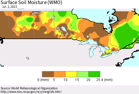 Canada Surface Soil Moisture (WMO) Thematic Map For 6/26/2023 - 7/2/2023