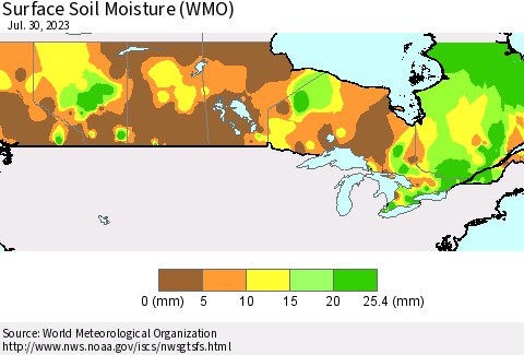 Canada Surface Soil Moisture (WMO) Thematic Map For 7/24/2023 - 7/30/2023
