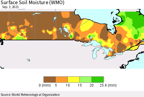 Canada Surface Soil Moisture (WMO) Thematic Map For 8/28/2023 - 9/3/2023