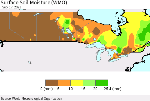 Canada Surface Soil Moisture (WMO) Thematic Map For 9/11/2023 - 9/17/2023
