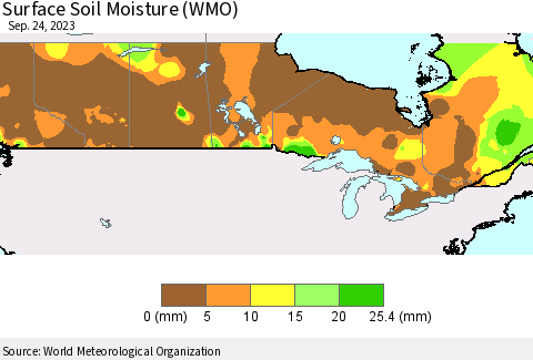 Canada Surface Soil Moisture (WMO) Thematic Map For 9/18/2023 - 9/24/2023