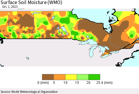 Canada Surface Soil Moisture (WMO) Thematic Map For 9/25/2023 - 10/1/2023
