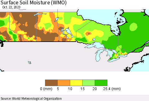 Canada Surface Soil Moisture (WMO) Thematic Map For 10/16/2023 - 10/22/2023