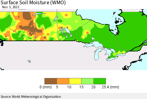 Canada Surface Soil Moisture (WMO) Thematic Map For 10/30/2023 - 11/5/2023