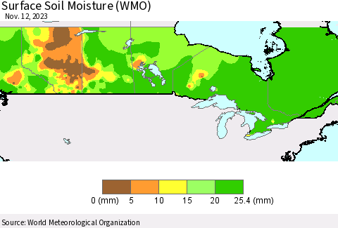 Canada Surface Soil Moisture (WMO) Thematic Map For 11/6/2023 - 11/12/2023