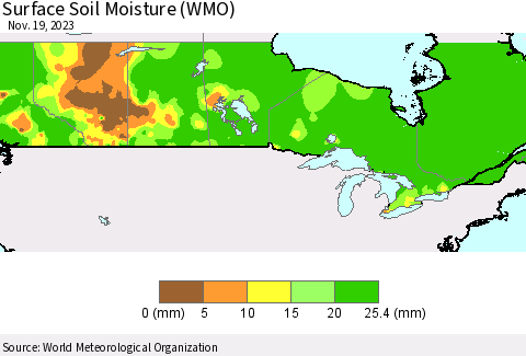 Canada Surface Soil Moisture (WMO) Thematic Map For 11/13/2023 - 11/19/2023
