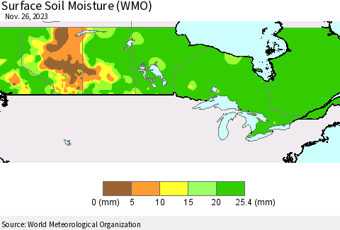 Canada Surface Soil Moisture (WMO) Thematic Map For 11/20/2023 - 11/26/2023