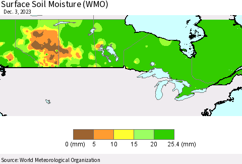 Canada Surface Soil Moisture (WMO) Thematic Map For 11/27/2023 - 12/3/2023