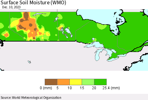 Canada Surface Soil Moisture (WMO) Thematic Map For 12/4/2023 - 12/10/2023