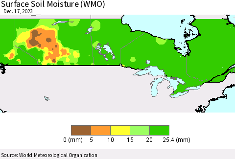 Canada Surface Soil Moisture (WMO) Thematic Map For 12/11/2023 - 12/17/2023