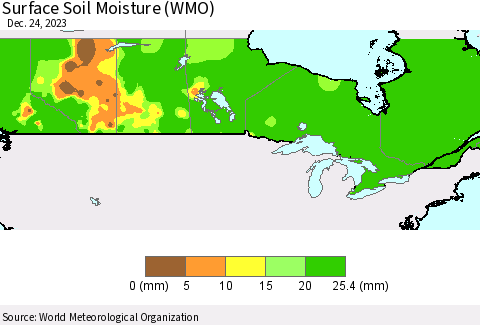 Canada Surface Soil Moisture (WMO) Thematic Map For 12/18/2023 - 12/24/2023