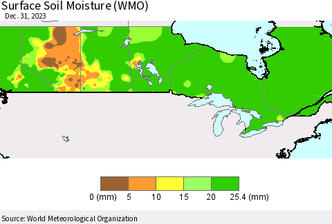Canada Surface Soil Moisture (WMO) Thematic Map For 12/25/2023 - 12/31/2023